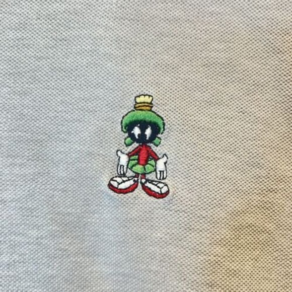 Warner Bros Marvin The Martian VTG Men’s Short Sleeve Polo Shirt 2XL Cotton Gray - Picture 2 of 8
